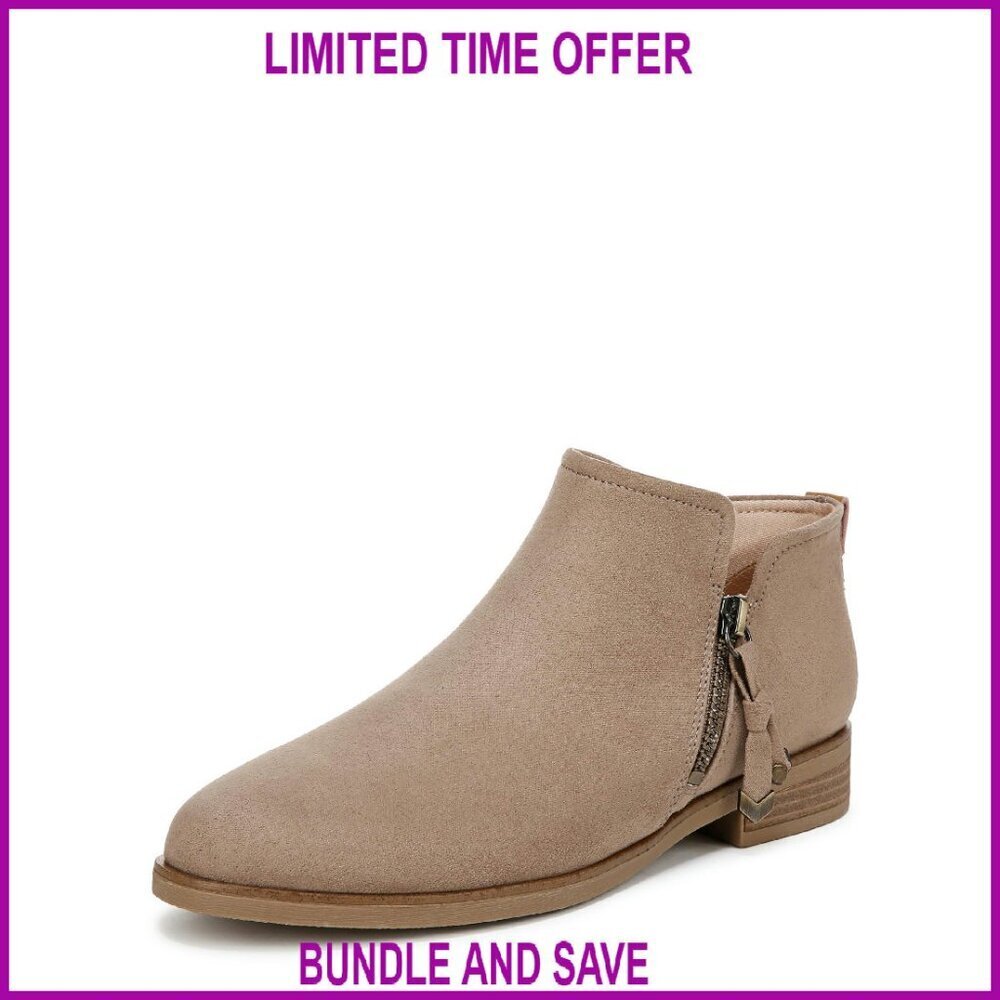 Women's Wide Ankle Booties Faux Suede Zipper Block Heel Size 7